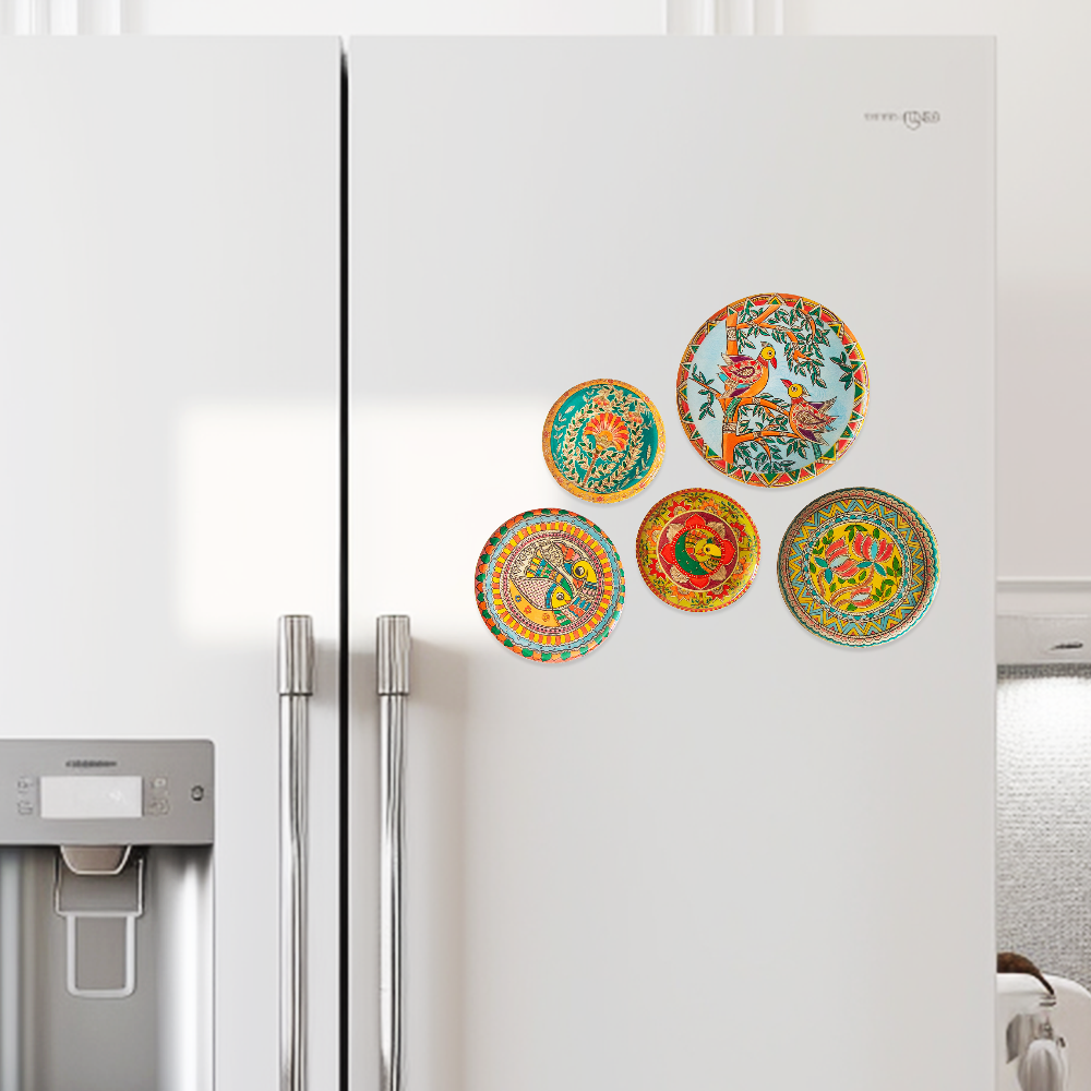 Shop Exquisite Madhubani Fridge Magnets - Set of 5 | Handcrafted Indian ...