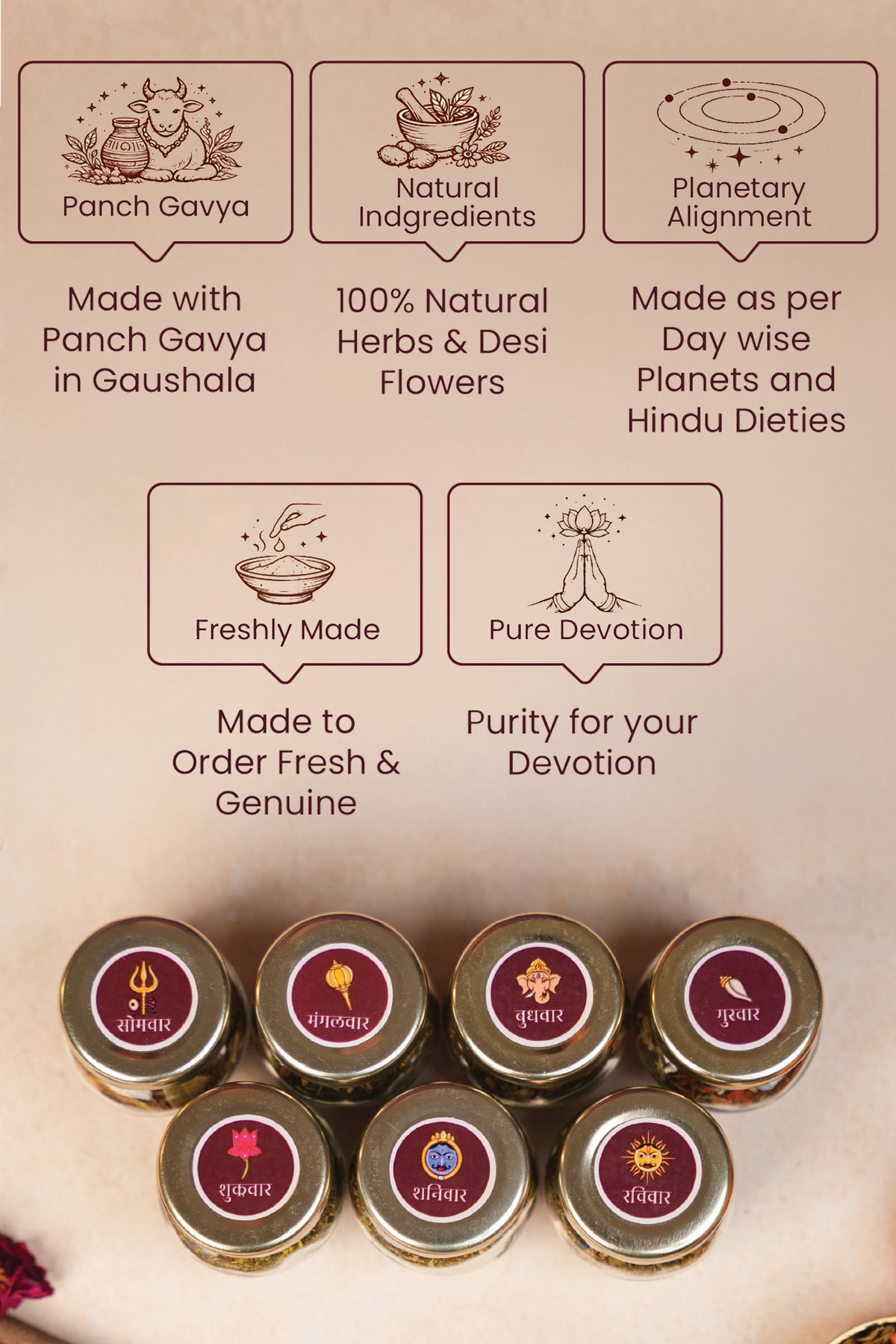 Hawan Samagri Ritual Kit – Set of 4 Sacred Offerings (45 gm each)