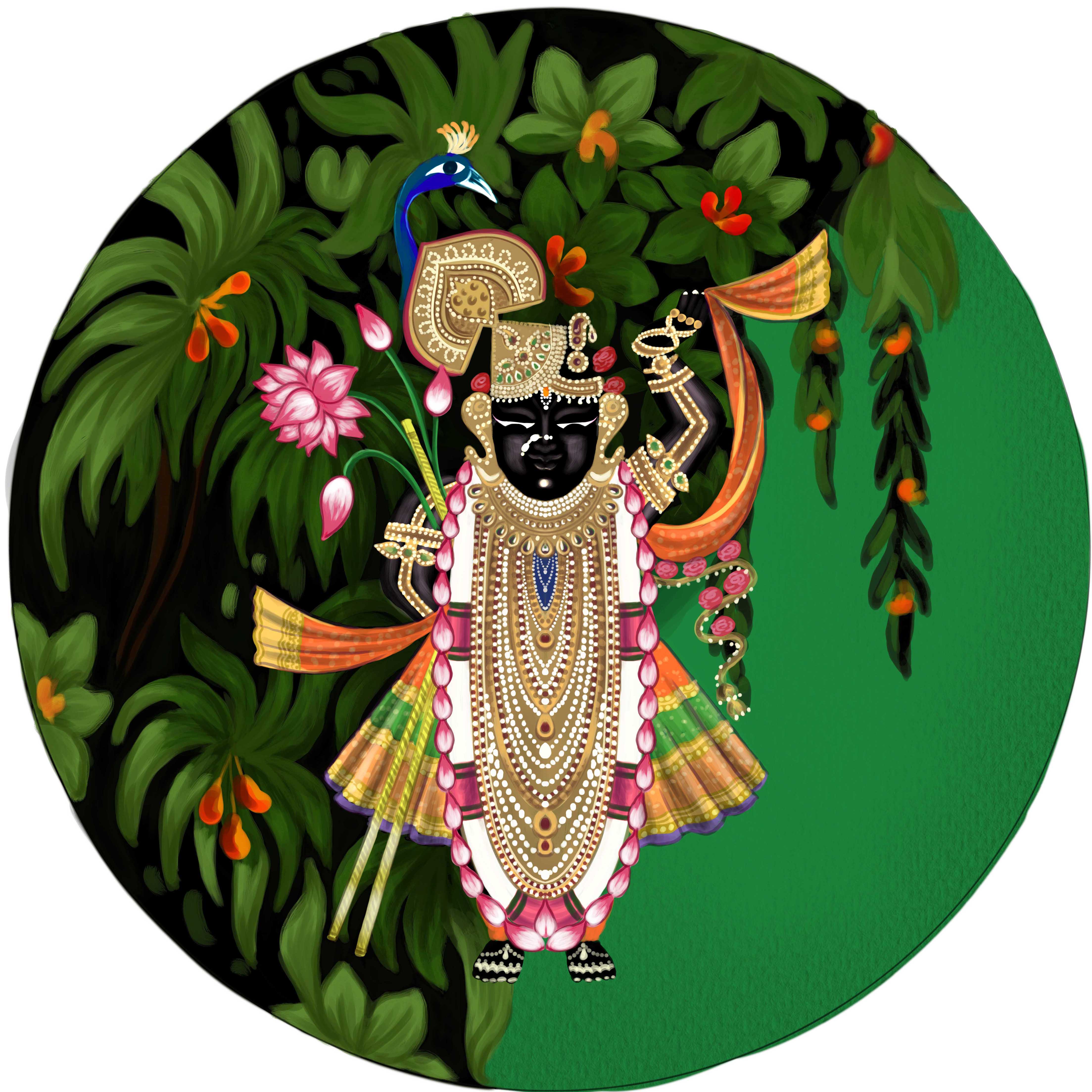 Shree Shrinath Ji Nathdwara – 8 Inch Table Top Wall Plate with Stand