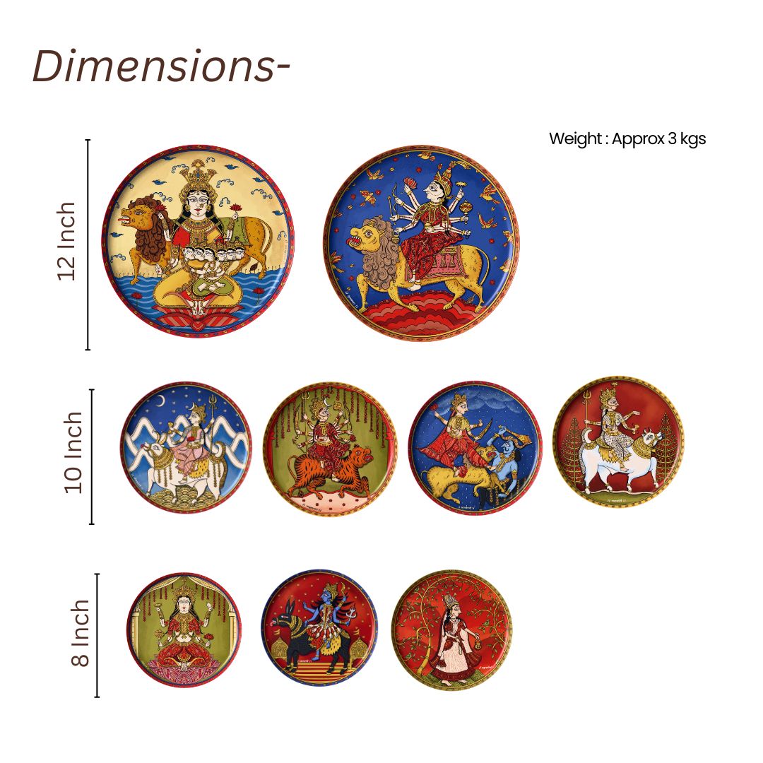 Navdurga Navratri Mata ni Pachhedi Wall Plates - Set of 9