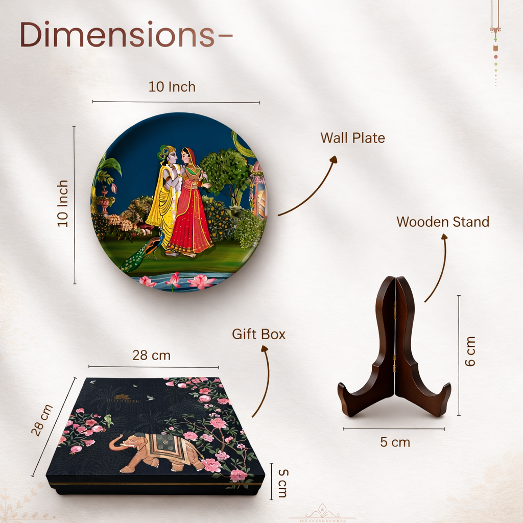 Radha-Krishna Wall Plate with Wooden Stand