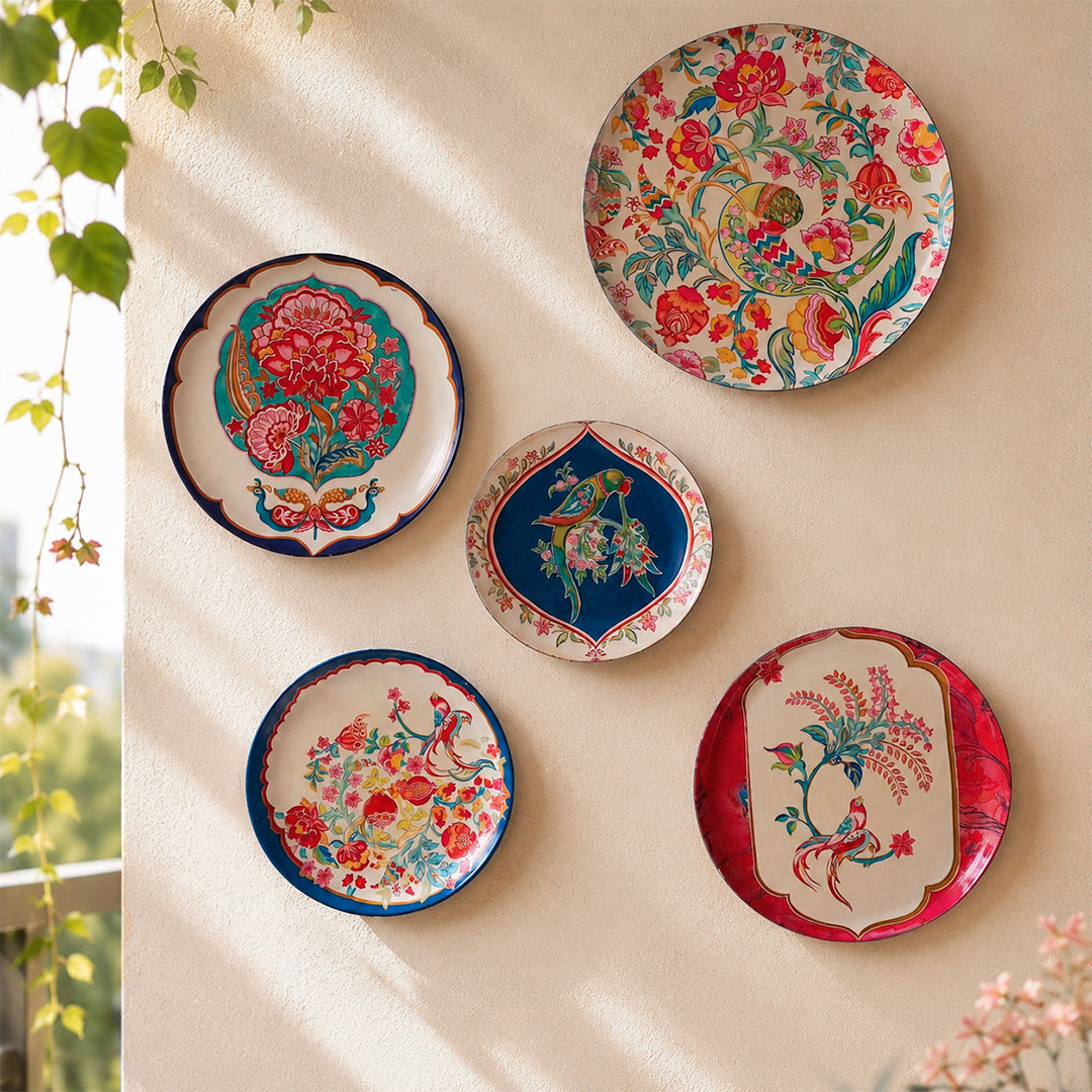 Birds of Paradise Wall Plates- Set of 5