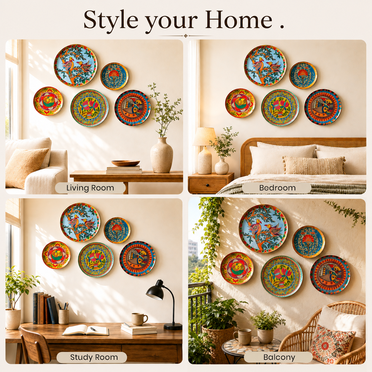 Madhubani Wall Plates- Set of 5