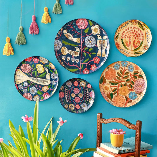 MNL Wall Decor Kashmiri Wall Plates- Set of 5