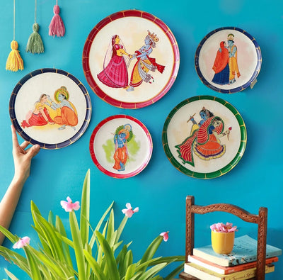 MNL Wall Decor Krishna Leela Wall Plates - Set of 5
